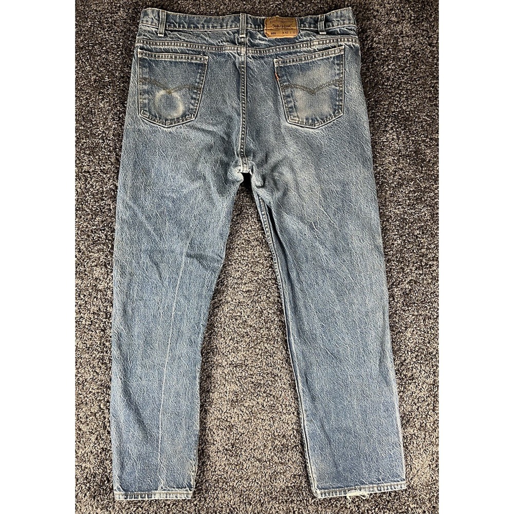 Vintage Levis Jeans Mens 42x32 Fits 37x30 Blue Faded Orange Tab Straight Leg 93'